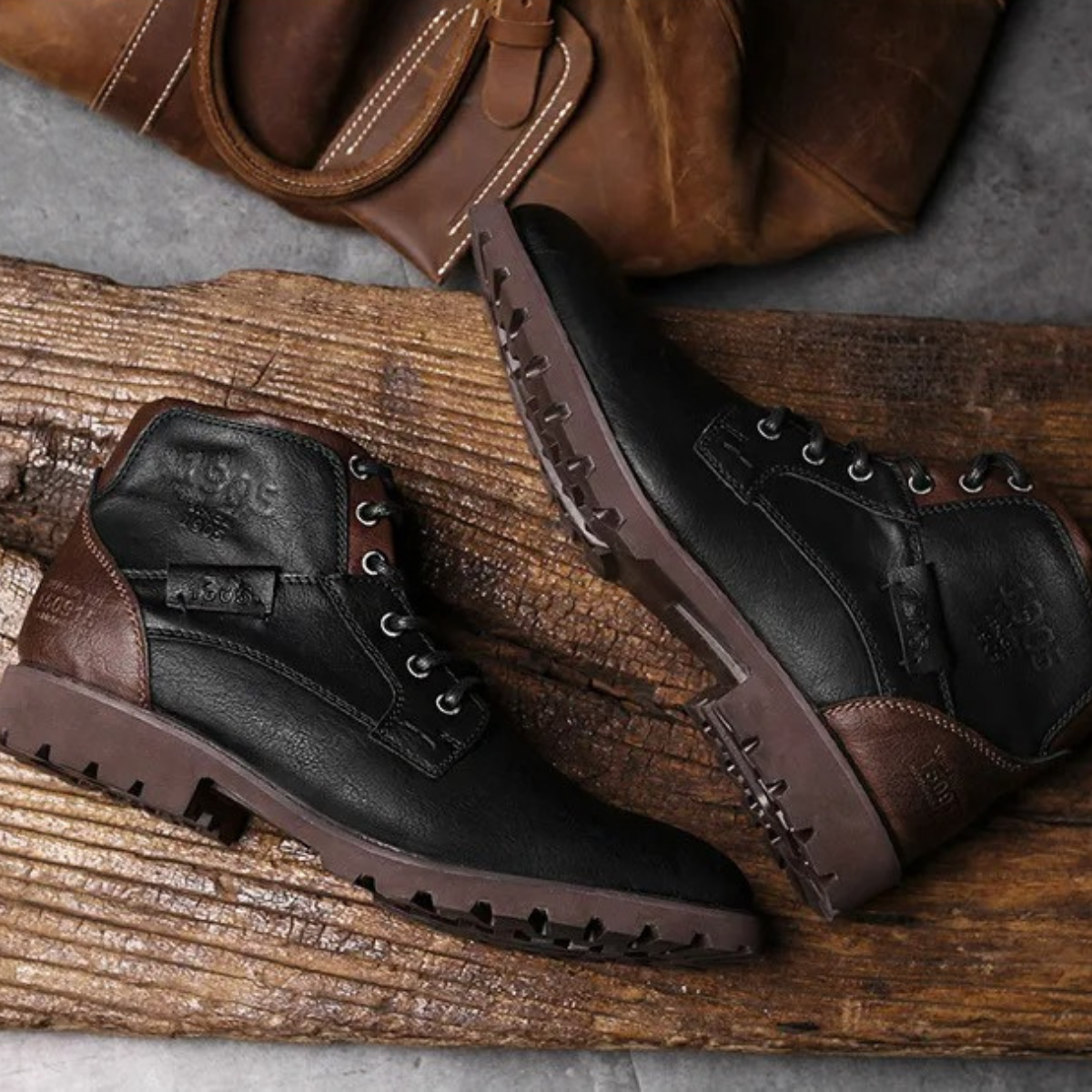 Brown Leather Ankle Boots for Men