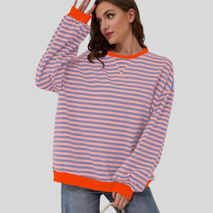 Fun Colorful Stripe Crew Sweater - OutfitLondon
