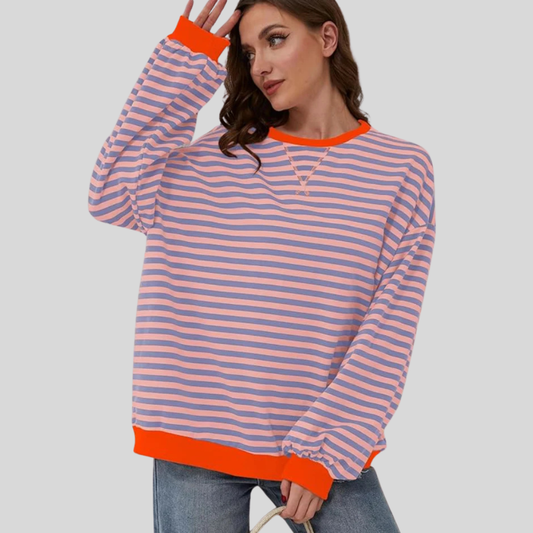 Fun Colorful Stripe Crew Sweater - OutfitLondon