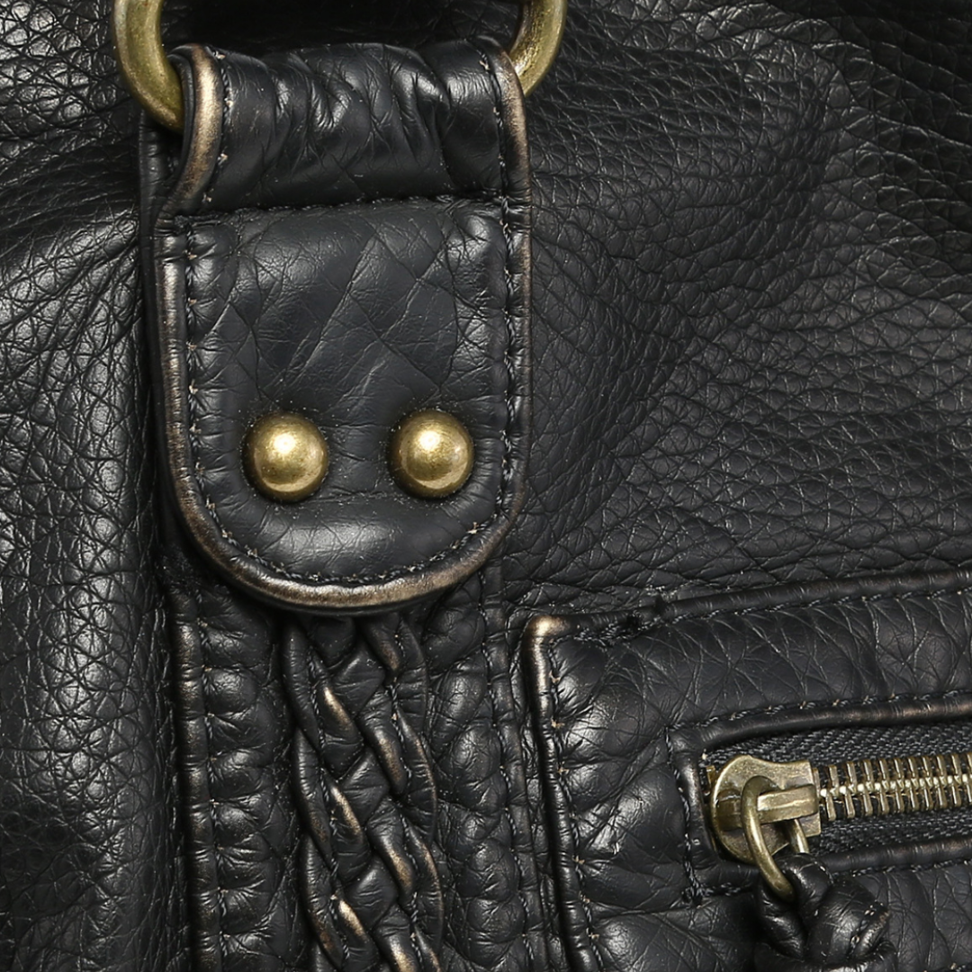Elegant Black Genuine Leather Tote Bag