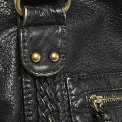 Elegant Black Genuine Leather Tote Bag