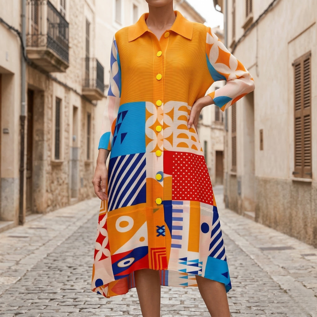 Classic Floral Midi Dress with Button Front Detail