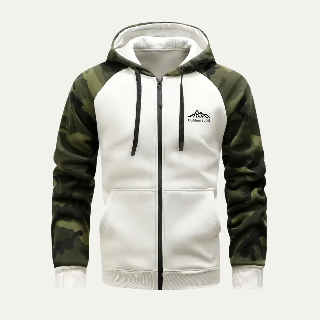 Men's Green Camo Athletic Hooded Jacket - OutfitLondon