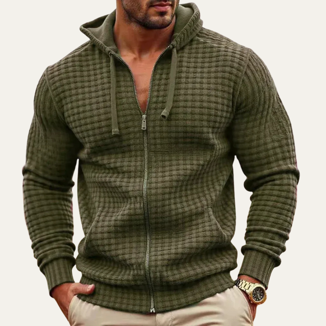 Men's Patterned Zip Up Hooded Sweatshirt