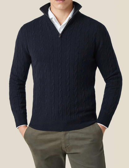 Cozy Zip Up Cable Knit Sweater