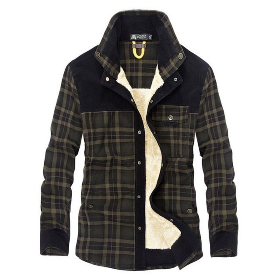 Warm Insulated Plaid Coat for Men