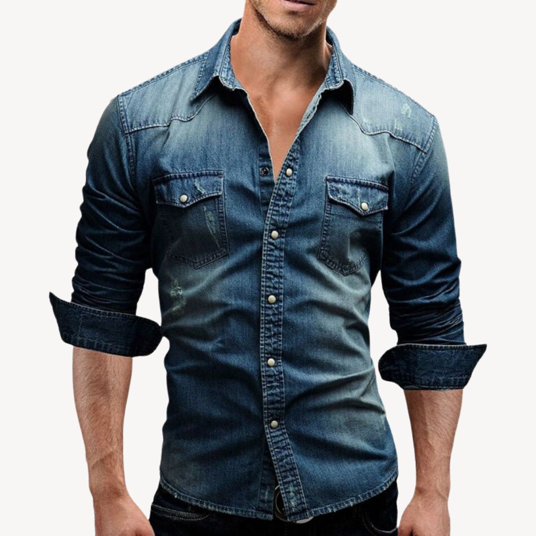 Classic Blue Cowboy Shirt for Men - OutfitLondon