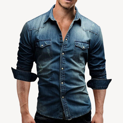 Classic Blue Cowboy Shirt for Men - OutfitLondon