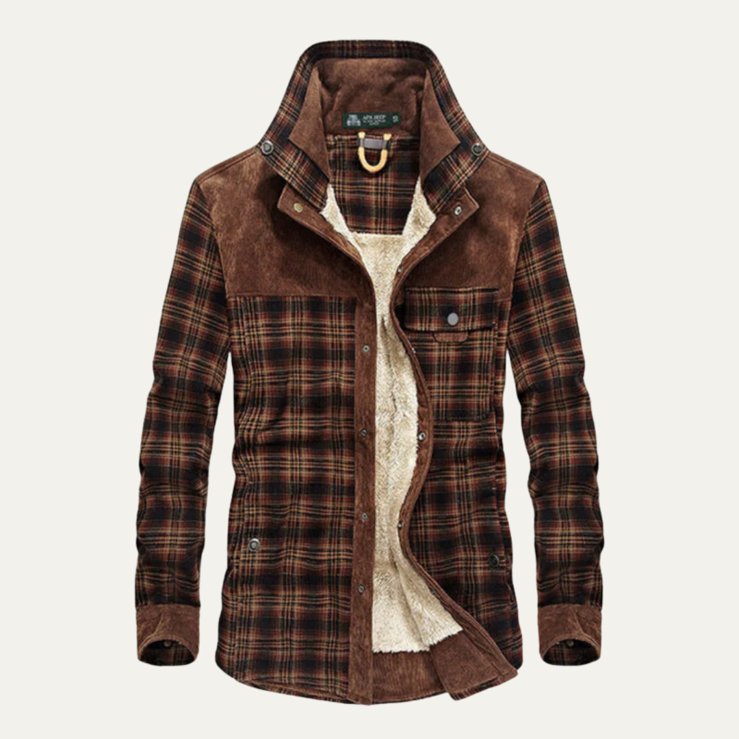 Warm Plaid Fleece Lined Shirt Jacket