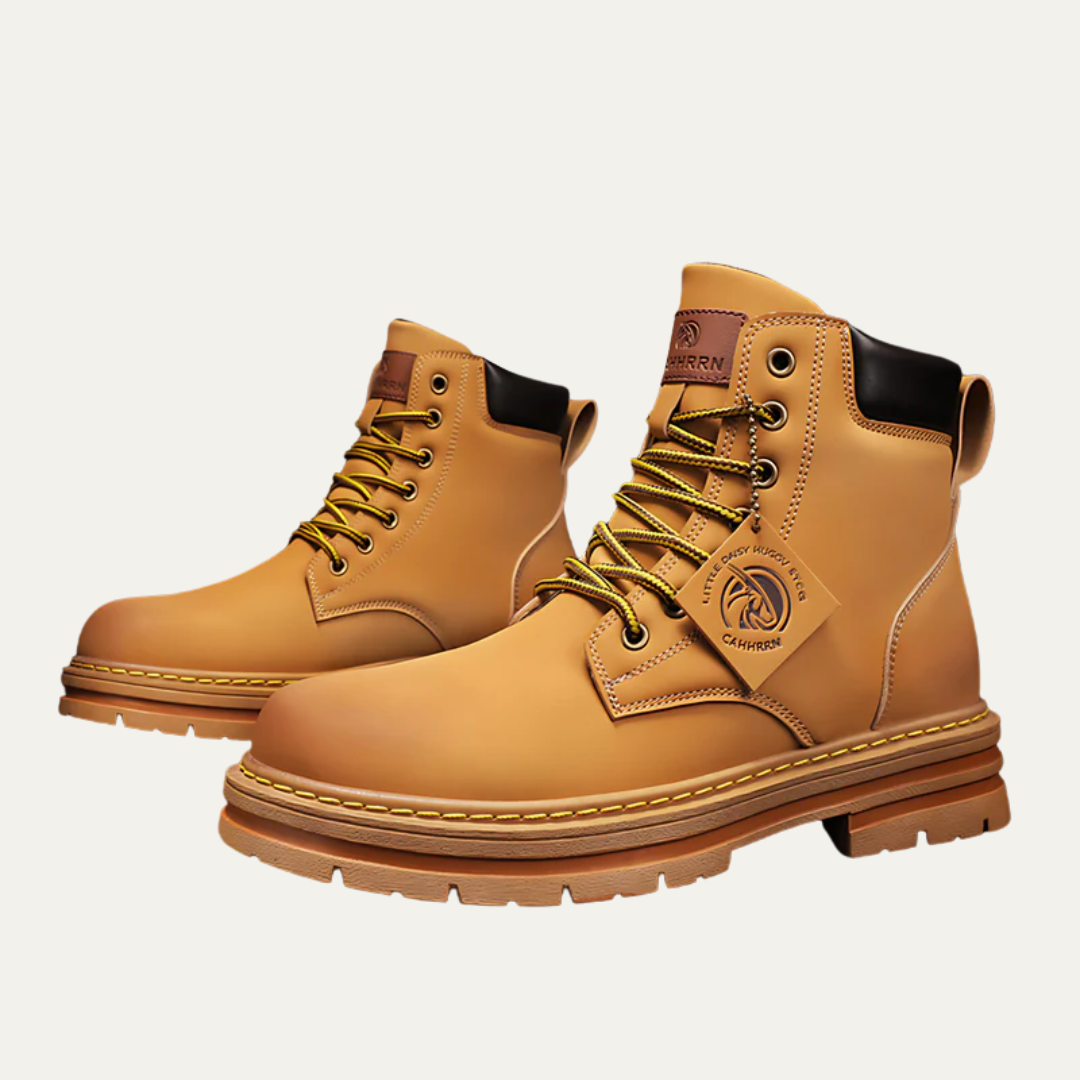 Tough Leather Lace Up Work Boots - OutfitLondon