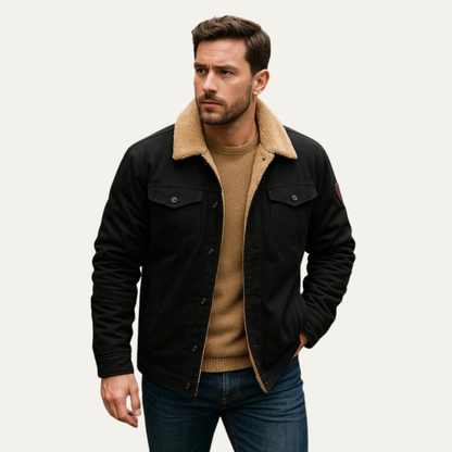 Warm Synthetic Lined Zip Up Denim Jacket