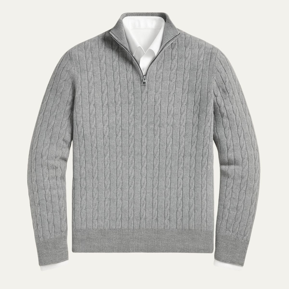 Classic Cable Knit Men's Zip Sweater