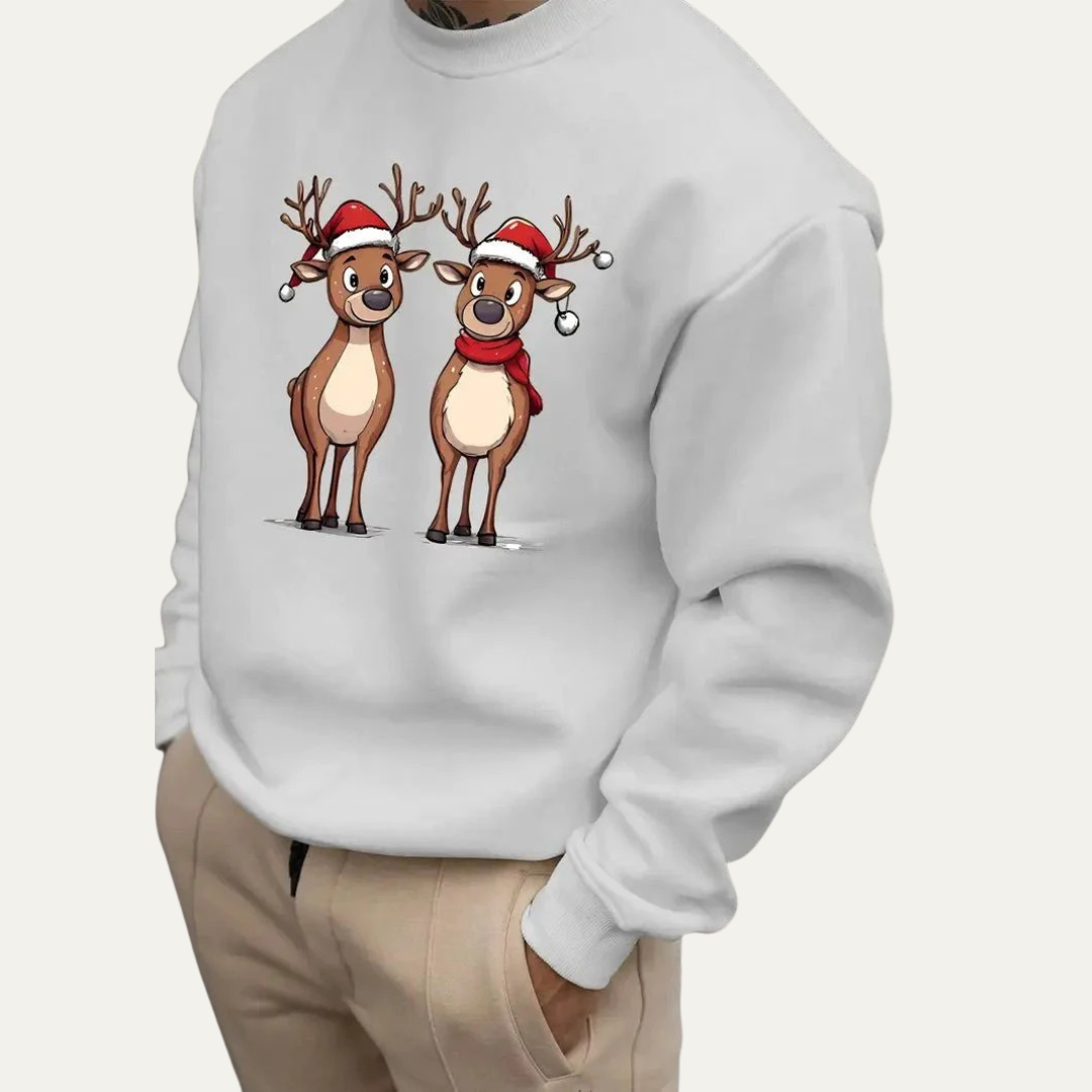 Fun Holiday Reindeer Crew Neck Sweater