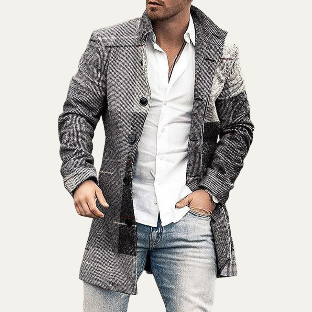 Classic Fit Plaid Wool Winter Coat