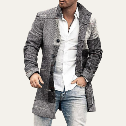 Classic Fit Plaid Wool Winter Coat
