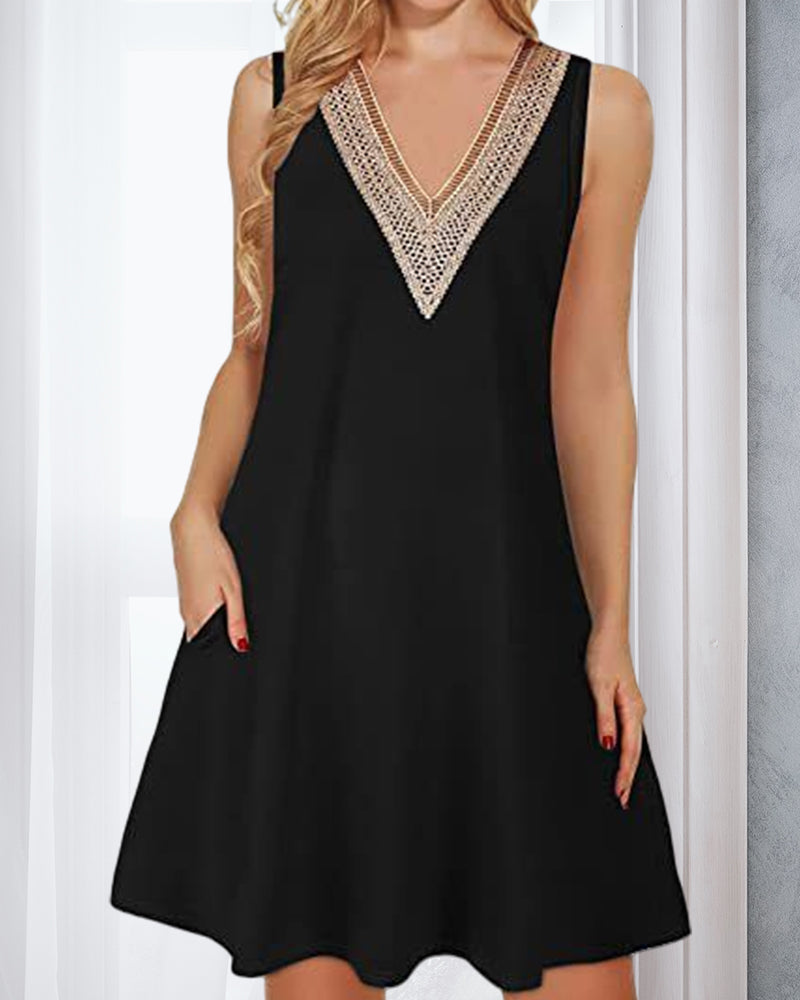 Relaxed Fit V Neck Summer Dress for Women - OutfitLondon