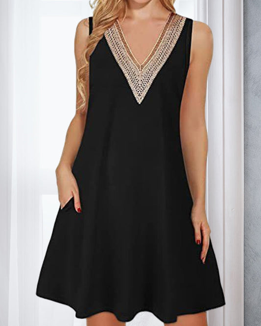 Relaxed Fit V Neck Summer Dress for Women - OutfitLondon