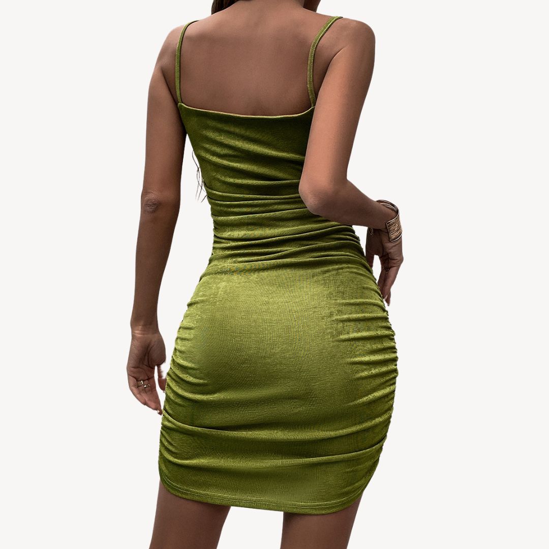 Fitted Sleeveless Green Mini Dress for Women