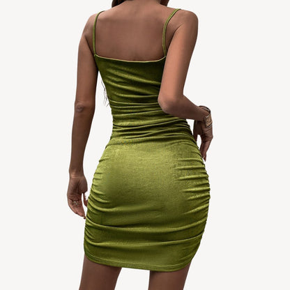 Fitted Sleeveless Green Mini Dress for Women