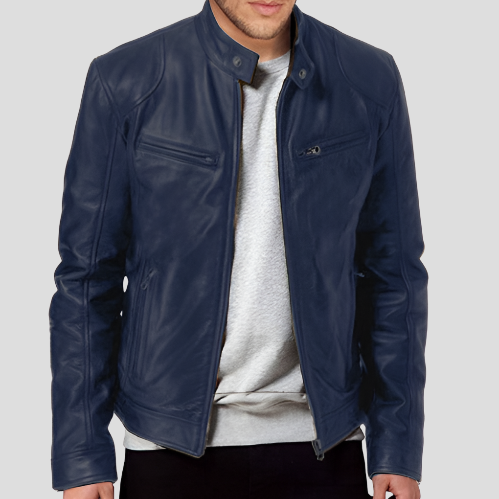Stylish Mens Real Leather Biker Jacket