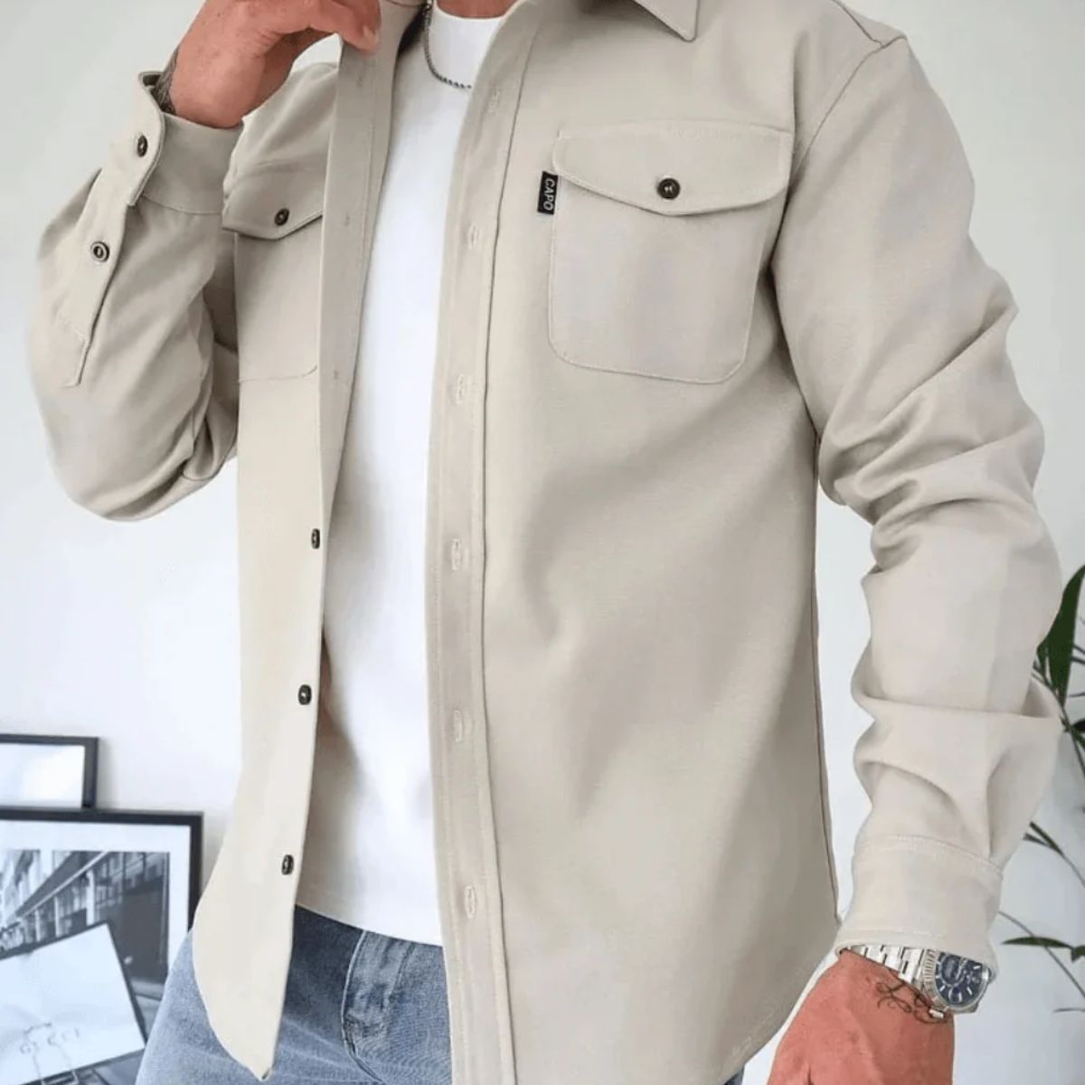 Relaxed Fit Mens Casual Shirt Jacket