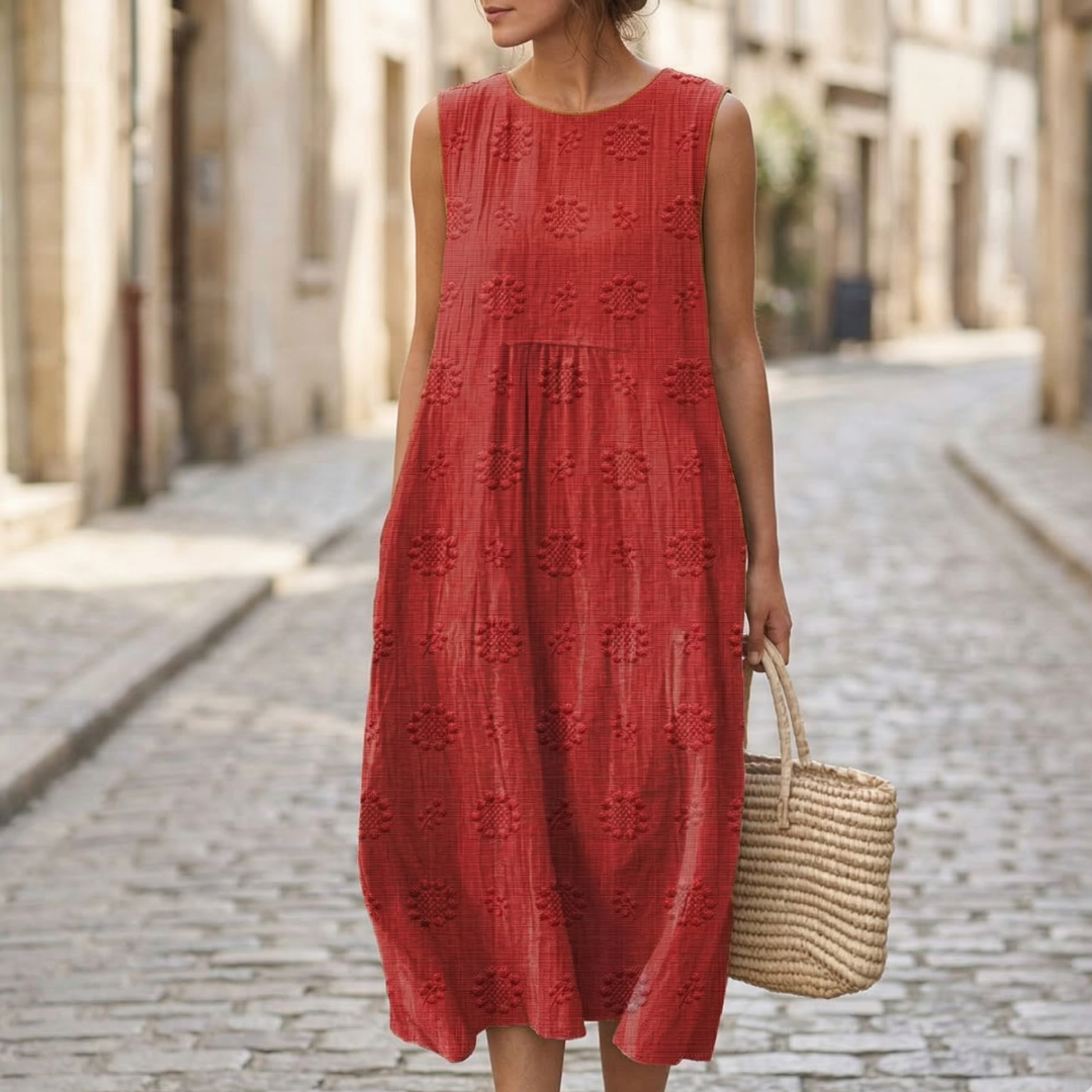 Comfortable Cap Sleeveless Midi Summer Dress