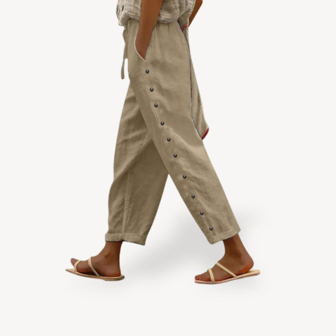 Relaxed Fit Ladies Button Trousers