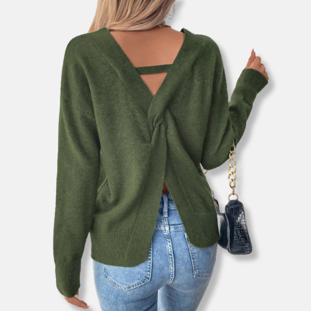 Cozy V Neck Long Sleeve Sweater