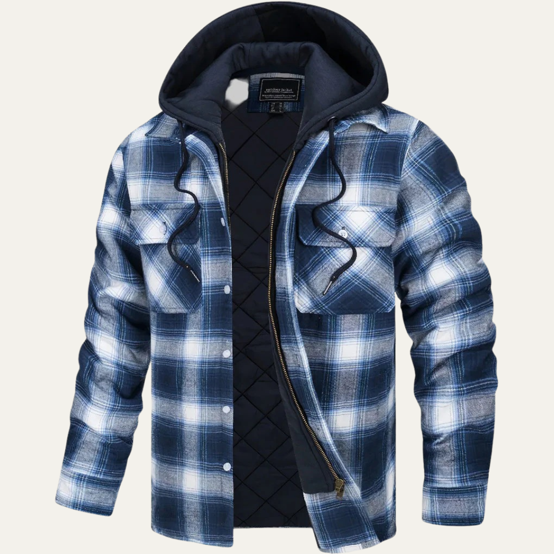 Warm Plaid Hooded Jacket for Men
