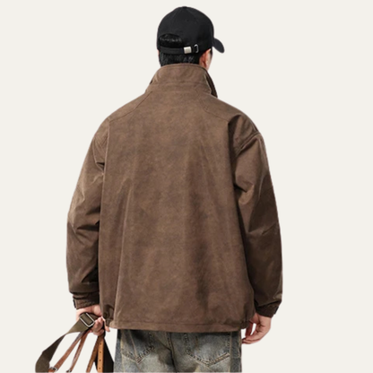 Luxury Mens Suede Inside Fleece Bomber Jacket