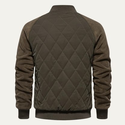Warm Mens Quilted Patchwork Bomber Coat