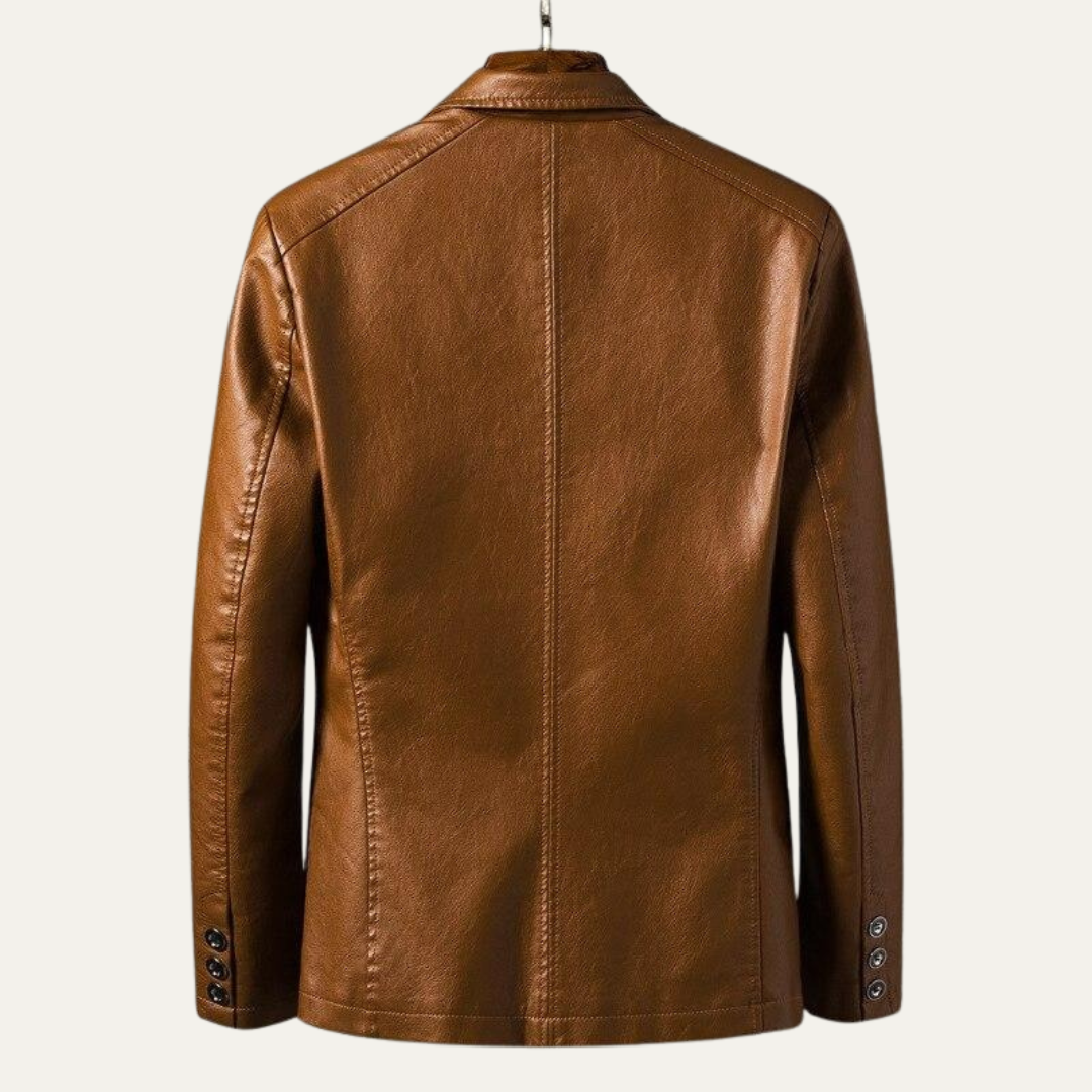 Men's Slim Fit Synthetic Leather Jacket