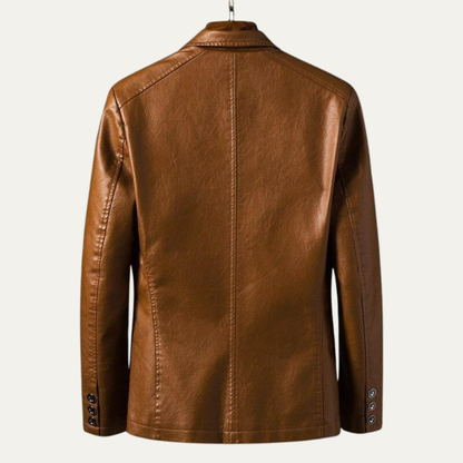 Men's Slim Fit Synthetic Leather Jacket