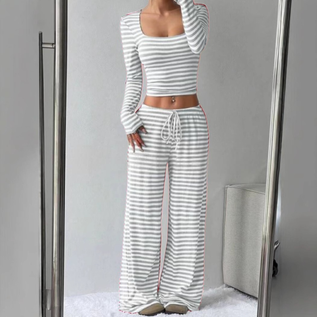 Comfy Casual Lounge Set Crop Top and Pants