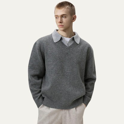 Comfy Men's Knit Polo Neck Sweater