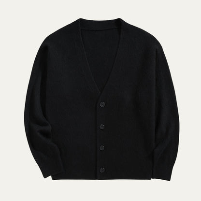 Soft Men's Button Front Crew Neck Sweater Cardigan - OutfitLondon