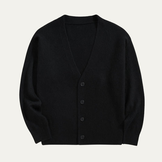 Soft Men's Button Front Crew Neck Sweater Cardigan - OutfitLondon