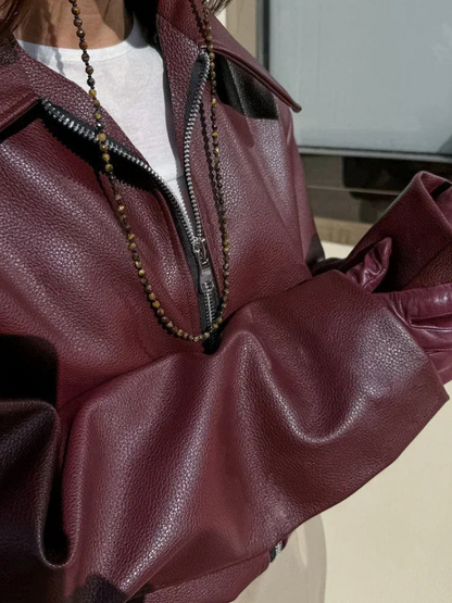 Ladies' Red Fall Bomber Jacket