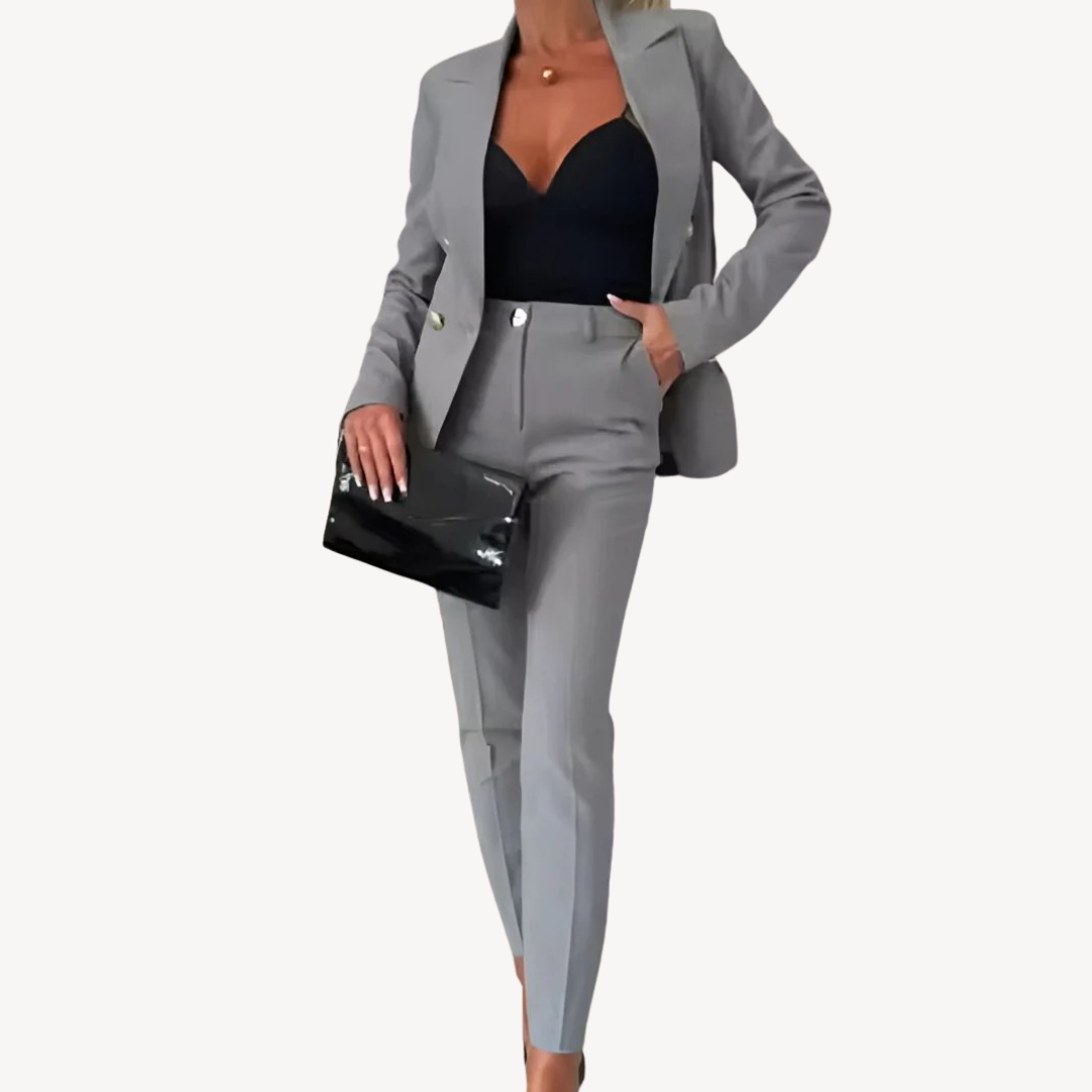 Ladies 2 Piece Business Blazer Suit Set