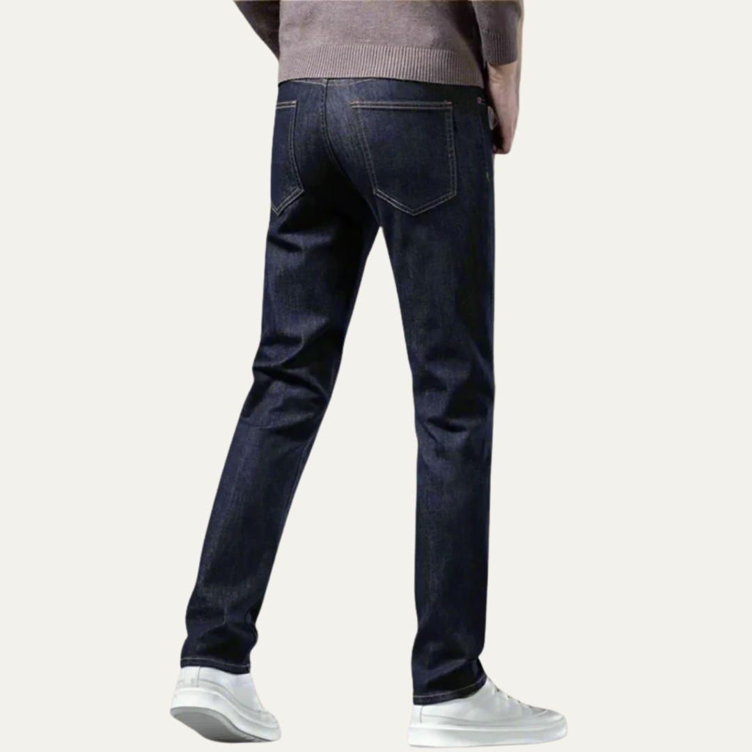 Comfortable Slim Fit Straight Leg Blue Jeans