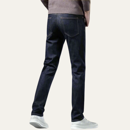 Comfortable Slim Fit Straight Leg Blue Jeans