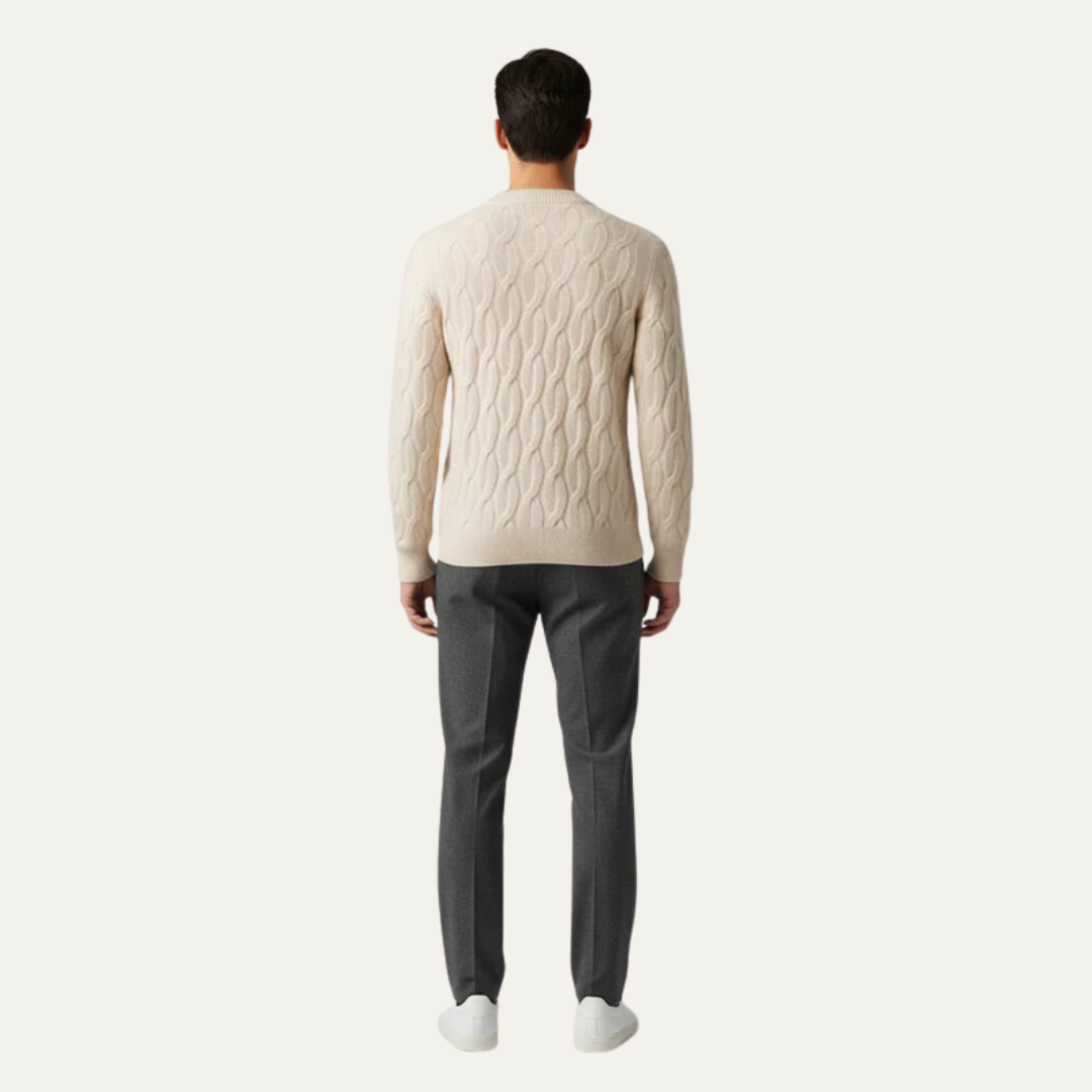 Comfortable Crew Neck Cable Knit Sweater