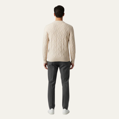 Comfortable Crew Neck Cable Knit Sweater