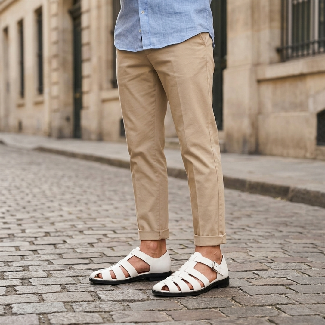 Comfortable Leather Summer Sandals for Men Buckle Strap