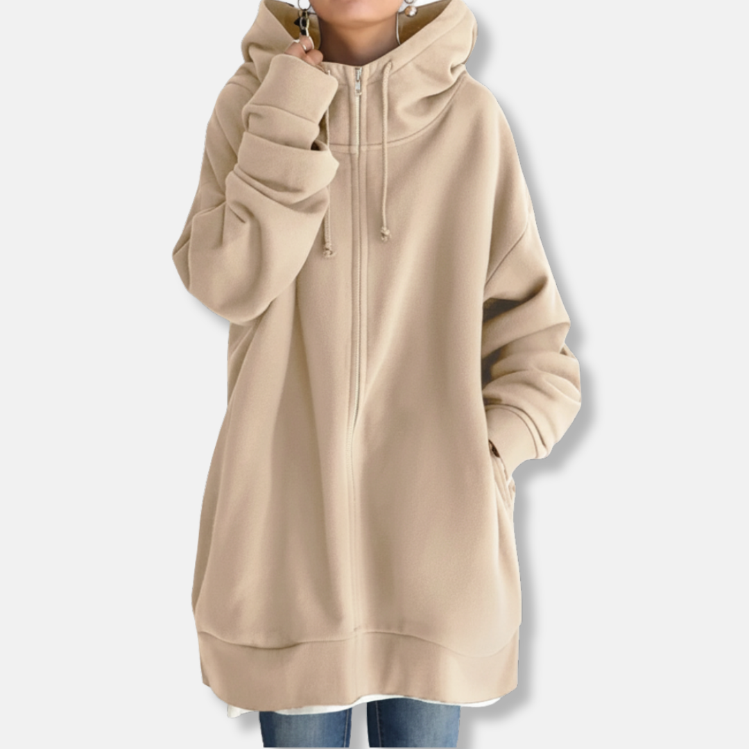 Relaxed Fit Women's Zip Up Hooded Sweatshirt