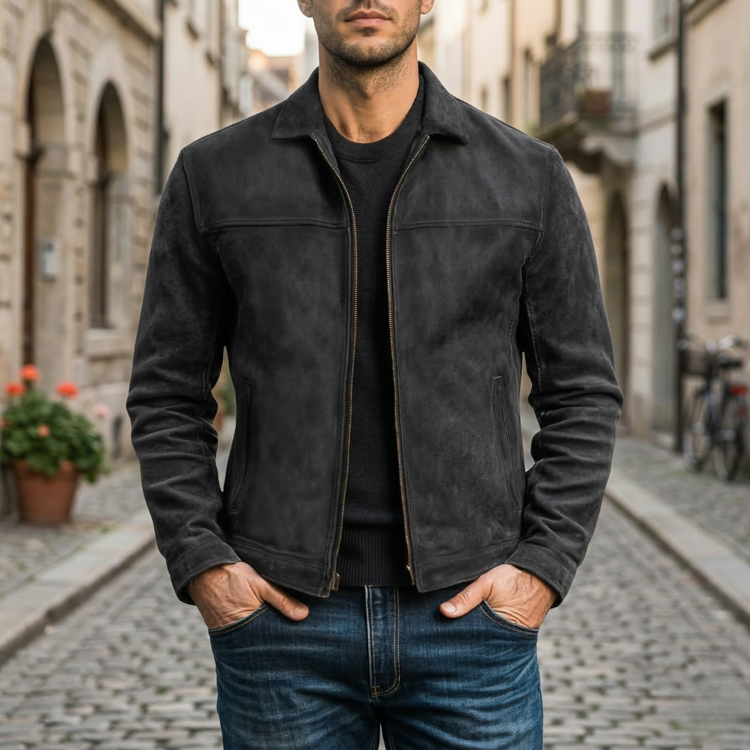Stylish Men's Zipper Leather Coat Casual Wear