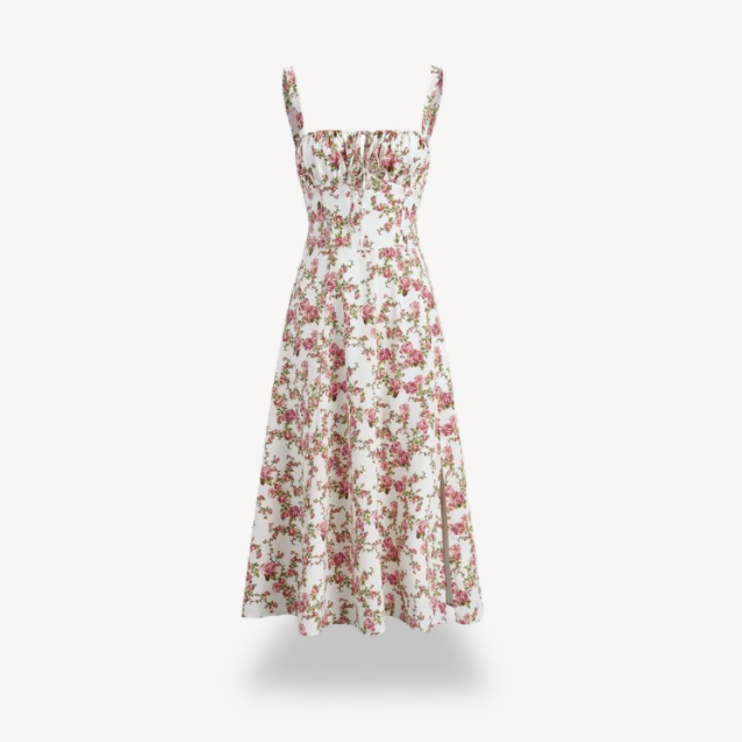 Ladies Pretty Floral Midi Summer Dress - OutfitLondon