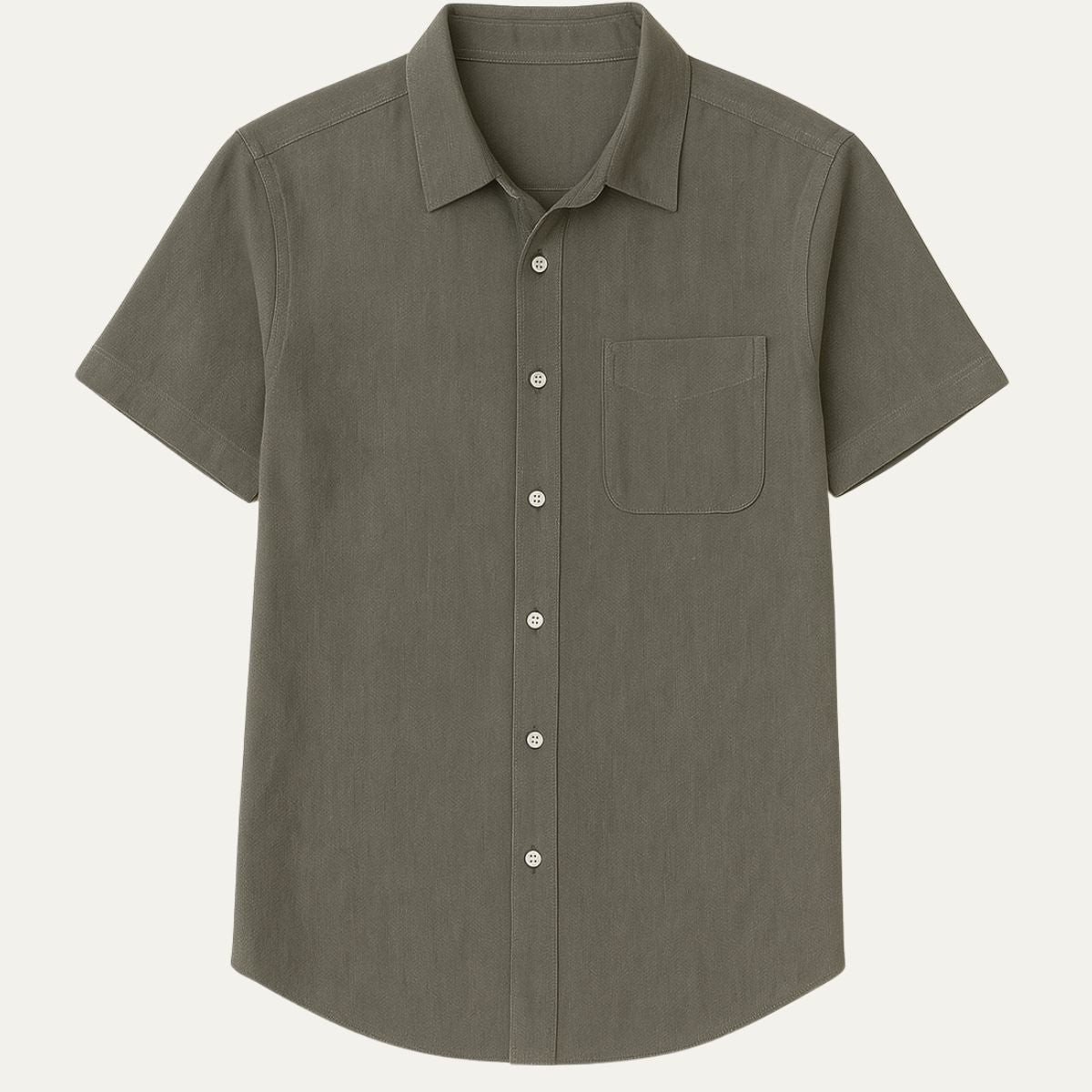Timeless White Linen Mens Short Sleeve Dress Shirt