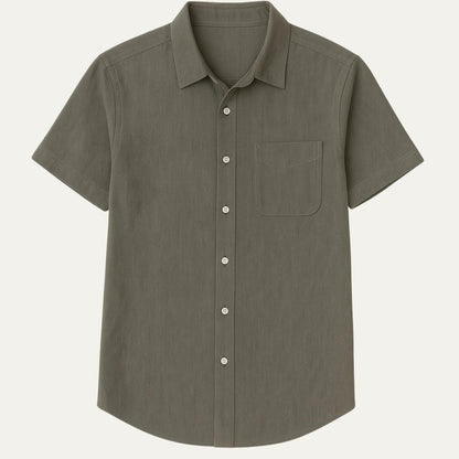 Timeless White Linen Mens Short Sleeve Dress Shirt