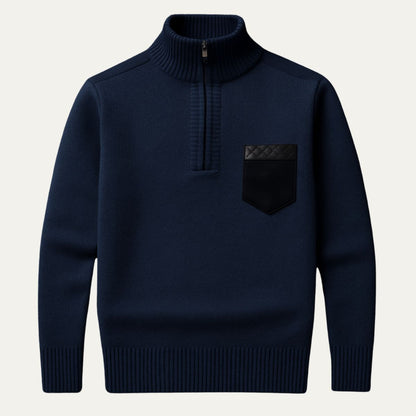 Colourful Patchwork Mens Half Zip Sweater